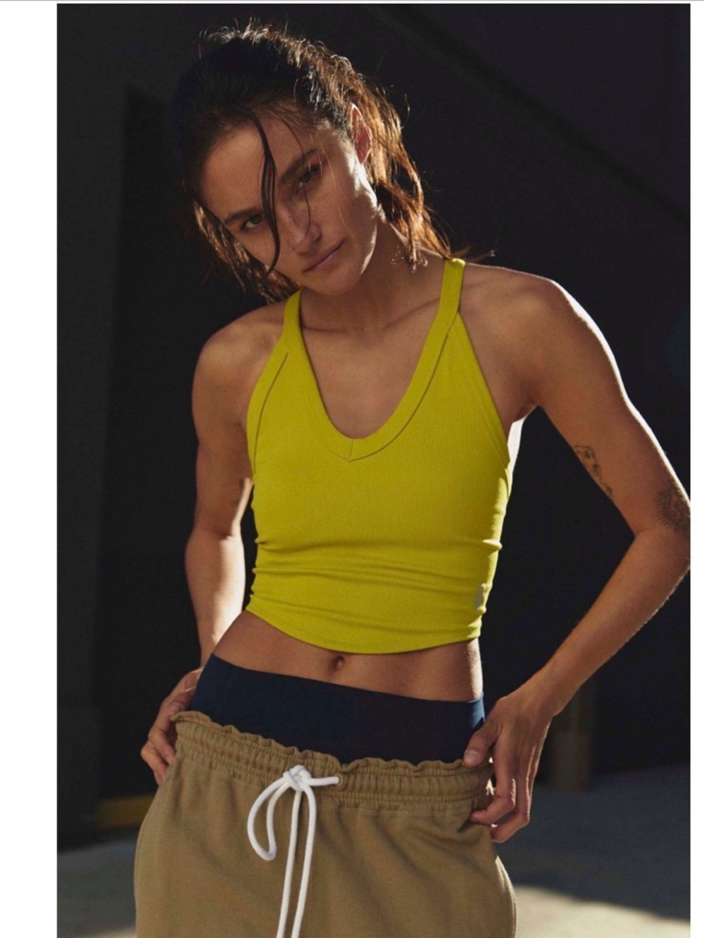 NWT Free People FP Movement All Clear V neck Cami Honeydew